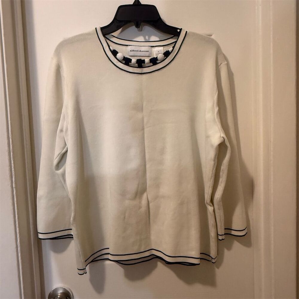 Alfred Dunner Women's XL Ivory Pullover Sweater Long Sleeve Casual